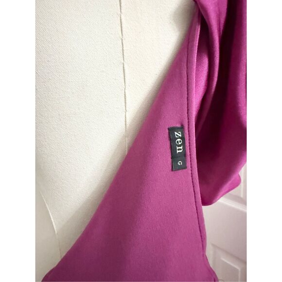 Zen Purple One Puff Statement Shoulder Sleeve Cutout Midi Dress Size XS - Picture 6 of 7